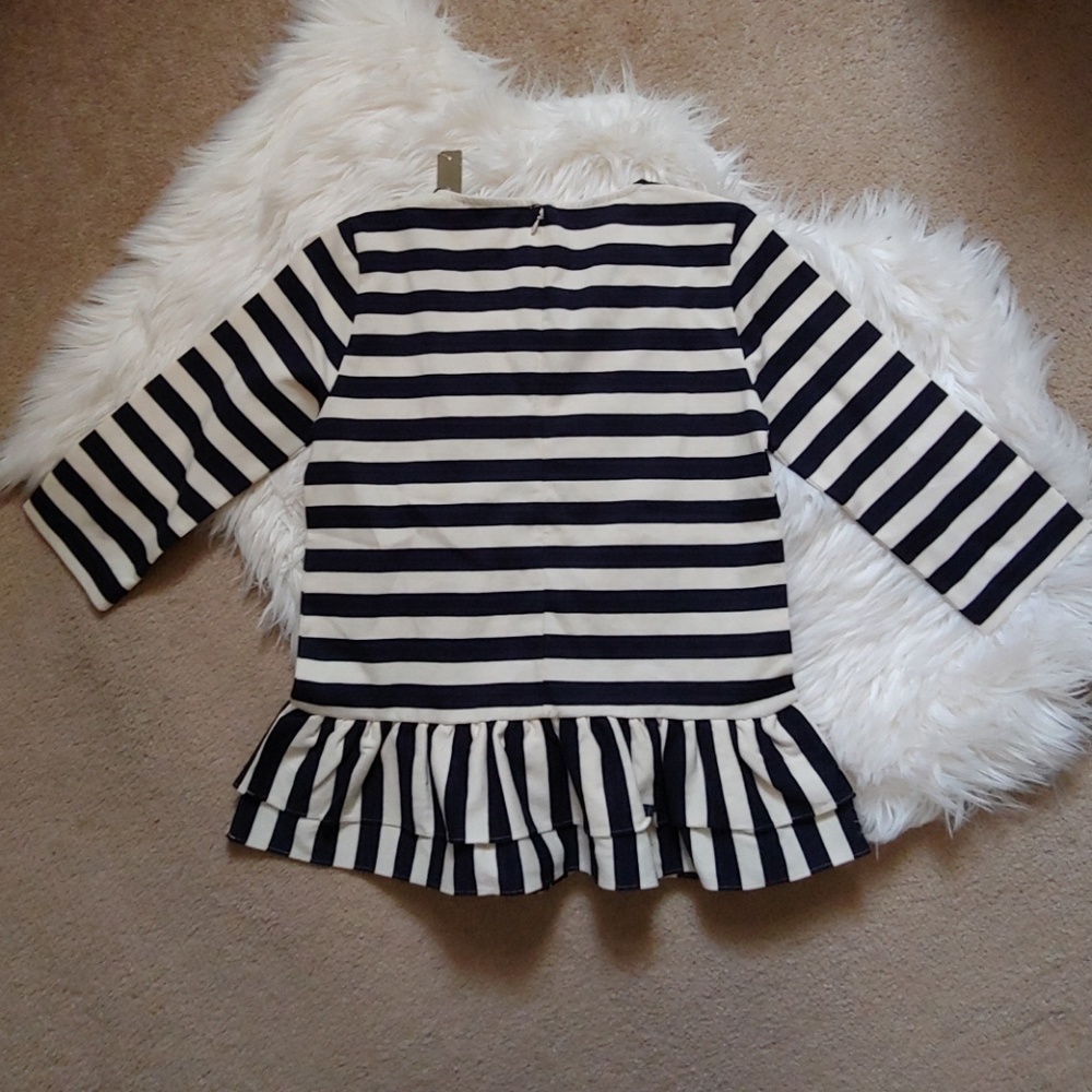J. Crew Asymmetrical Stripped Ruffle Top - Picture 7 of 7